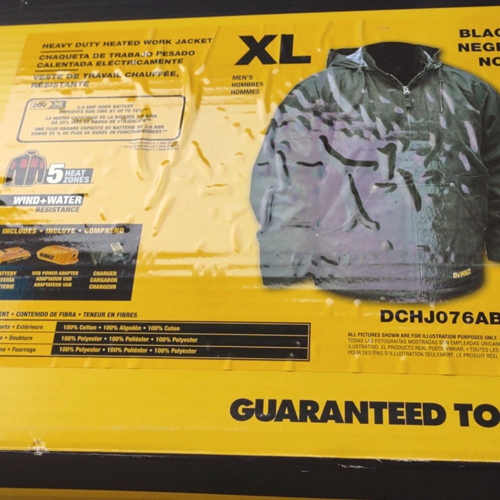DeWalt heated jacket.dchj076abd1-xl